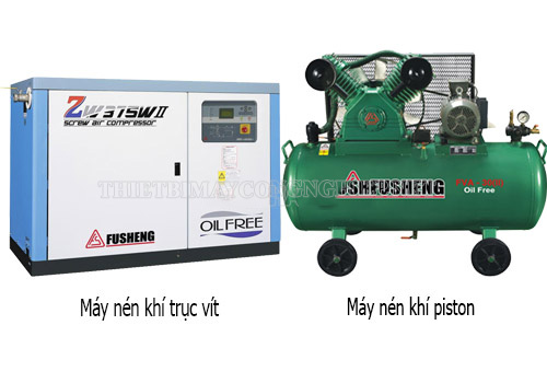 2 loại máy nén khí phổ biến là máy nén khí piston và trục vít