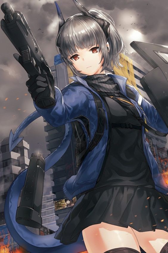 hình anime nữ ngầu cầm súng